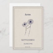 Carte fleur de naissance mois de septembre aster. シーズンカード (正面/裏面)