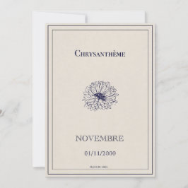 Carte fleur de naissance novembre, chrysanthème  シーズンカード