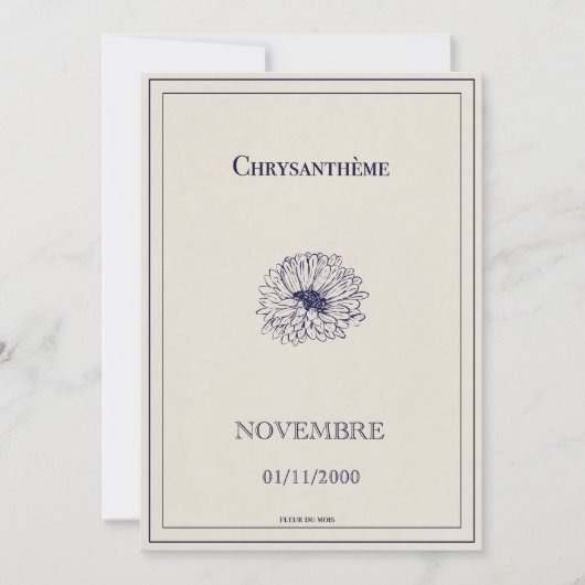 Carte fleur de naissance novembre, chrysanthème  シーズンカード (正面)