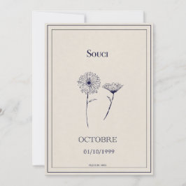 Carte fleur de naissance octobre, soucis シーズンカード