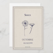 Carte fleur de naissance octobre, soucis シーズンカード (正面/裏面)