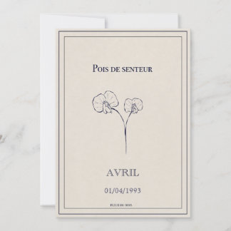 Carte fleur du mois de naissance avril  シーズンカード