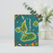 Carte Illustrée Guadeloupe – Île Tropicale | Guade ポストカード (スタンド正面)
