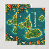 Carte Illustrée Guadeloupe – Île Tropicale | Guade ポストカード (正面/裏面)