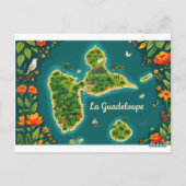Carte Illustrée Guadeloupe – Île Tropicale | Guade ポストカード (裏面)
