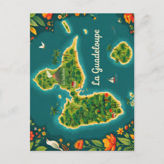 Carte Illustrée Guadeloupe – Île Tropicale | Guade ポストカード