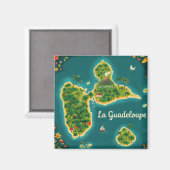 Carte Illustrée Guadeloupe – Île Tropicale | Guade マグネット (正面/裏面)