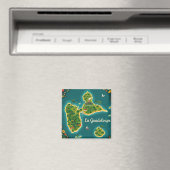 Carte Illustrée Guadeloupe – Île Tropicale | Guade マグネット (インサイチュ (食洗機))