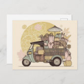 Carte illustrée “Tuk-tuk évasion bohème” ポストカード (正面/裏面)