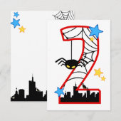 Carte invitation anniversaire 2 ans spider 招待状 (正面/裏面)