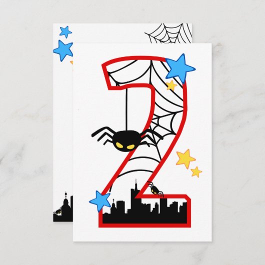 Carte invitation anniversaire 2 ans spider 招待状 (正面/裏面)