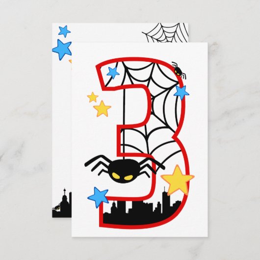 Carte invitation anniversaire 3 ans spider 招待状 (正面/裏面)