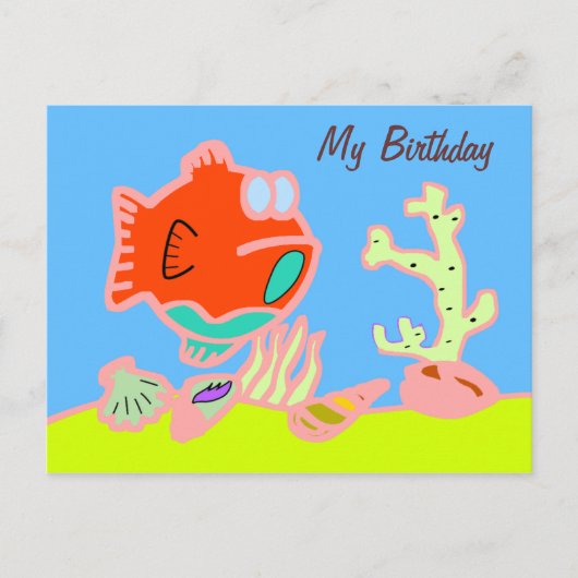 Carte invitation d'anniversaire Dessin d'enfant 案内ポストカード (正面)