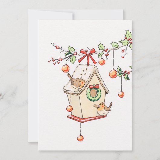Carte Joyeux Noël, Robin christmas card 招待状 (正面)