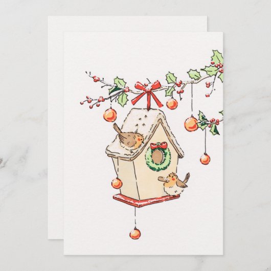 Carte Joyeux Noël, Robin christmas card 招待状 (正面/裏面)