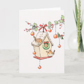 Carte Joyeux Noël rouge-gorge neige カード (正面)