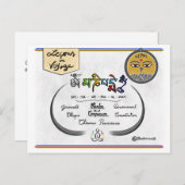 Carte leçons de voyage : « Om Ma Ni Pad Me Hum » ポストカード (正面/裏面)