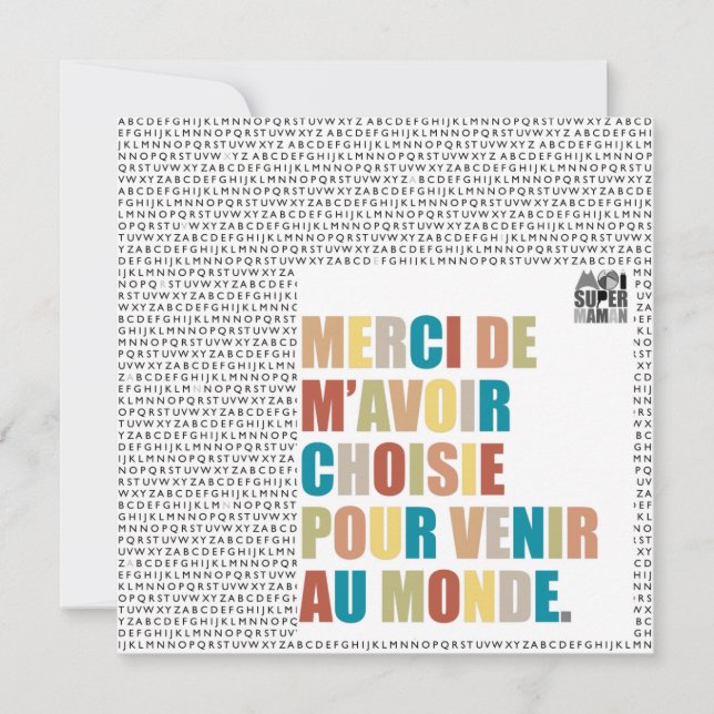 Carte "Merci de m'avoir choisie" - Moi Super Maman (正面)