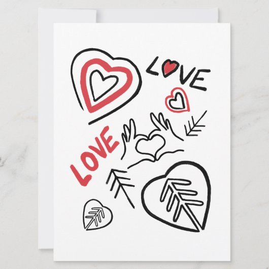 Carte motifs cœurs façon tags カード (正面)