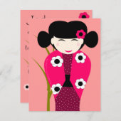 Carte naissance poupée Kokeshi 案内状 (正面/裏面)