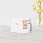 Carte Noël rouge gorge décoration de table カード (黄色い花)