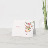 Carte Noël rouge gorge décoration de table カード (正面)