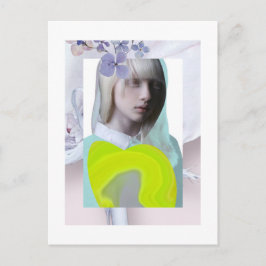 Carte postal portrait jeune fille pastel et fluo c ポストカード