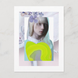 Carte postal portrait jeune fille pastel et fluo c ポストカード