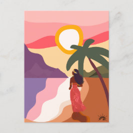 Carte Postale Art Tahiti Polynésie Vahiné シーズンポストカード