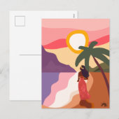 Carte Postale Art Tahiti Polynésie Vahiné シーズンポストカード (正面/裏面)