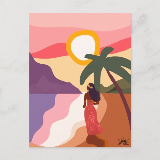 Carte Postale Art Tahiti Polynésie Vahiné シーズンポストカード (正面)