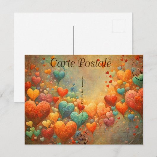 Carte Postale, bunte Herzen 9 ポストカード (正面/裏面)