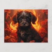Carte Postale Canine en Fleurs de Feu ポストカード (正面)