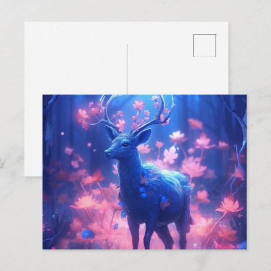Carte Postale Cerf lumière bleue ポストカード (正面/裏面)