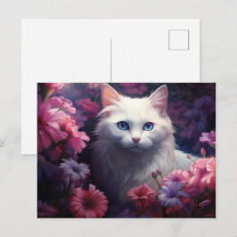 Carte postale Chat Fleur ポストカード