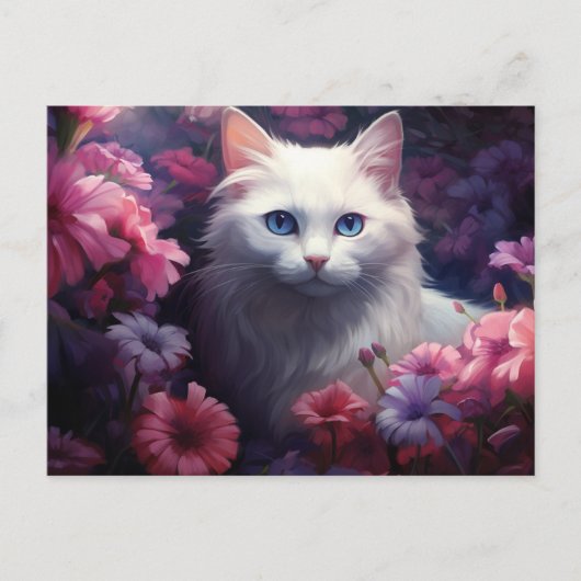 Carte postale Chat Fleur ポストカード (正面)