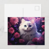 Carte postale Chat Fleur 2 ポストカード (正面/裏面)