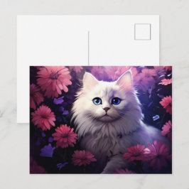 Carte postale Chat Fleur 2 ポストカード