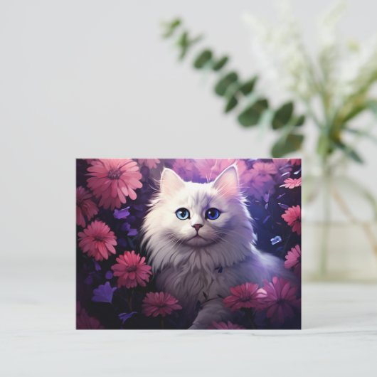 Carte postale Chat Fleur 2 ポストカード (スタンド正面)
