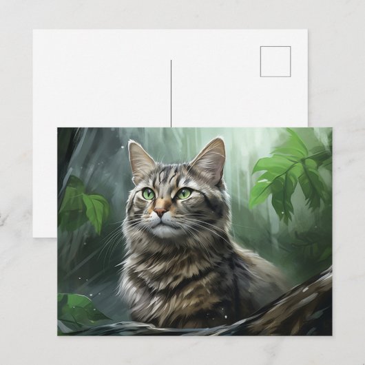 Carte postale Chat Foret 3 ポストカード (正面/裏面)