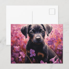 Carte Postale Chien Épanoui dans les Fleurs ポストカード