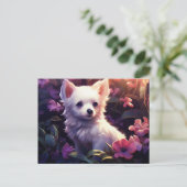 Carte postale Chien Fleur ポストカード (スタンド正面)