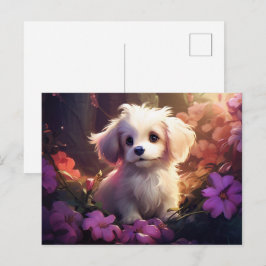Carte postale Chien Fleur 2 ポストカード