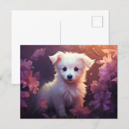 Carte postale Chien Fleur 3 ポストカード