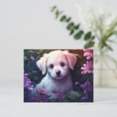Carte postale Chien Fleur 4 ポストカード (スタンド正面)