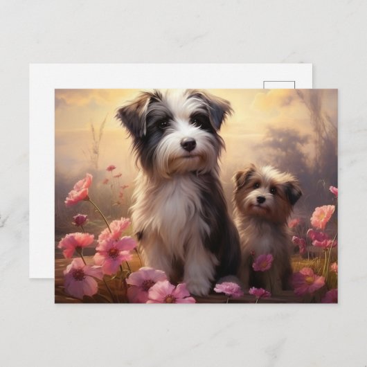 Carte Postale Chien Fleurissant ポストカード (正面/裏面)