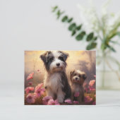 Carte Postale Chien Fleurissant ポストカード (スタンド正面)