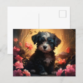 Carte Postale Chien Parfumé aux Fleurs ポストカード