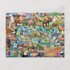 Carte Postale Collage parcs nationaux américains ポストカード