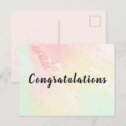 Carte postale Congratulations Aquarelle Pastel ポストカード (正面/裏面)